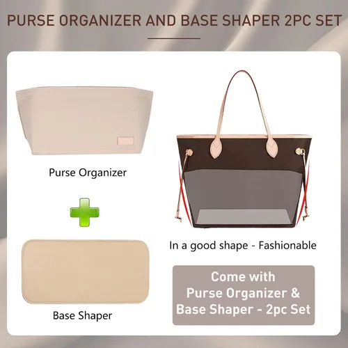 Vista 3 de Doxo Organizador de bolso para bolsos y moldeador de base, juego de 2 piezas, organizador de fieltro, organizador de bolsas con cremallera, 7