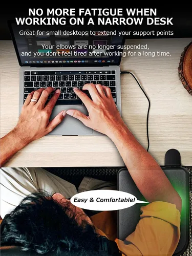 Vista 3 de NODOCA Reposabrazos para escritorio, reposabrazos ergonómico, extensor de escritorio, esponja suave incorporada, cómodo soporte de brazo