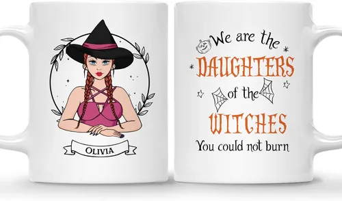Vista 11 de Gossby Taza de café de bruja personalizada, regalo personalizado de Halloween para mujeres, hermana, mejor amiga, mamá, abuela con diseño, nombre