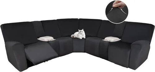 Vista 109 de HDCAXKJ Fundas de sofá seccional reclinable de terciopelo, cubierta de sofá seccional en forma de L, lavable, elástica, suave, para rincón