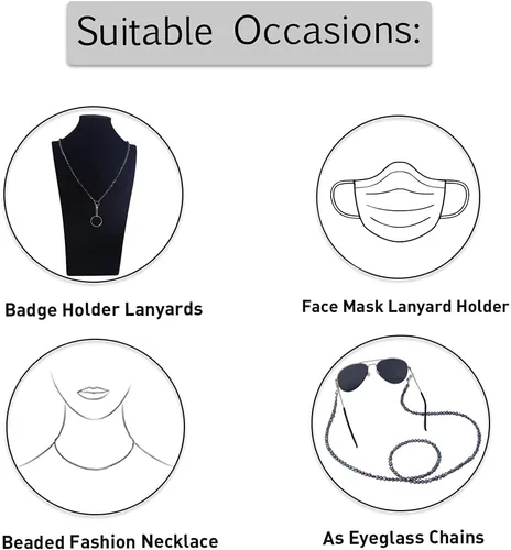 Vista 4 de Cordón para mujer, cordón de perlas de agua dulce para insignias de identificación, cordón para profesores