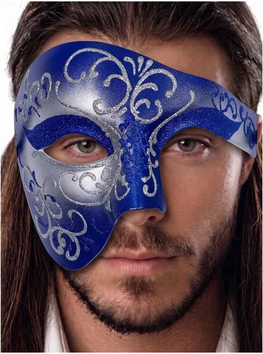 Vista 49 de Máscara de mascarada para hombre, máscara del fantasma de la ópera, máscara de baile de graduación, Mardi Gras, Haloween veneciano, media cara