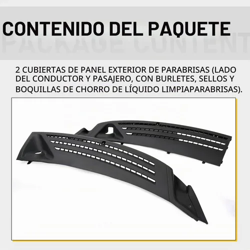 Vista 5 de Panel de cubierta para limpiaparabrisas compatible con Ford F150 2004-2008, rejilla de ventilación del limpiaparabrisa exterior, frontal, izquierdo