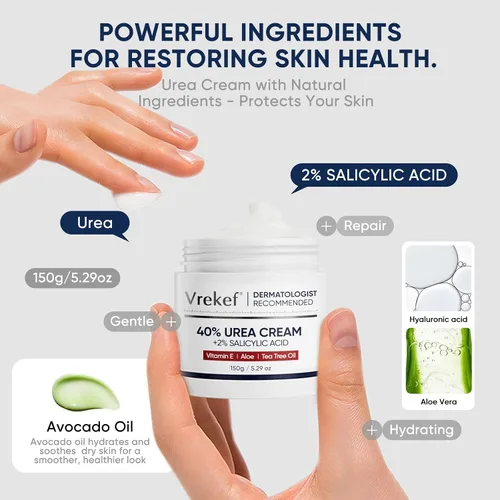 Vista 5 de Crema de urea 40 por ciento para pies de máxima resistencia, crema de urea 40% más ácido salicílico 2%, crema para pies y manos para piel seca