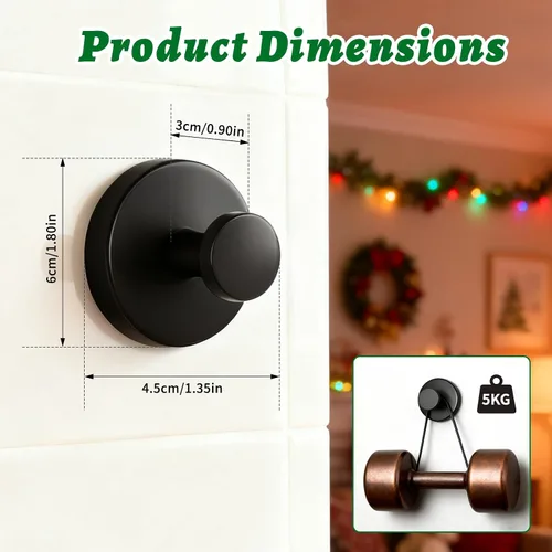 Vista 2 de Ganchos de ventosa para coronas de puerta, resistente, reutilizable, con ventosa para puerta delantera, toallas y decoraciones, nuevo colgador