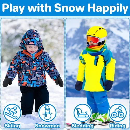 Vista 43 de QikQik Guantes de invierno impermeables para niños pequeños - Guantes de nieve para bebés