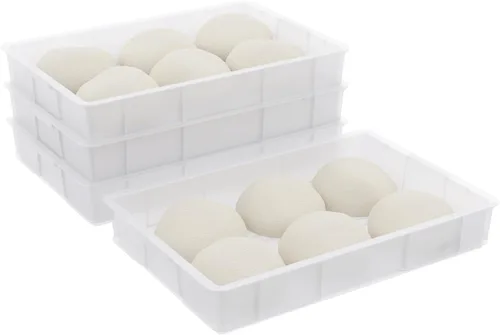 Vista 7 de Caja comercial plástica de la prueba de la masa de la pizza, contenedor apilable blanco de la pizza con la tapa, paquete de 4 Commercial-Grade