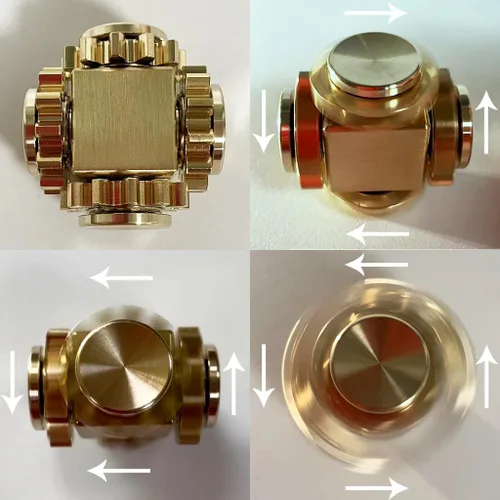 Vista 6 de Cubo de latón puro para personas inquietas, spinner de metal, engranes, juguete de mano, para armar usted mismo, EDC, enfoque, meditación, romper