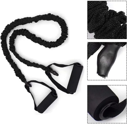 Vista 4 de Cuerda de tracción ranurada, bandas de resistencia para fitness, antirotura, cinturón elástico para interiores, yoga, entrenamiento de potencia