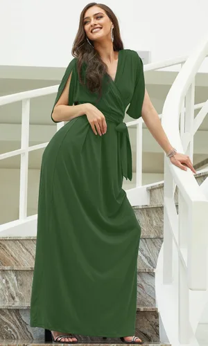 Vista 2 de KOH KOH - Vestido formal de manga corta para cóctel, suelto, cuello en V