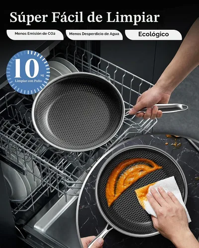 Vista 7 de [Usado] Sartén antiadherente usada con tapa de 7 pulgadas, panal, sin PFAS, todas