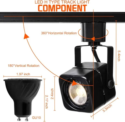 Vista 7 de Cabezales de luz de riel de 10 W H, cabezales de iluminación LED regulables para obras de arte de acento, luz de pista lineal tipo H 3000 K, blanco