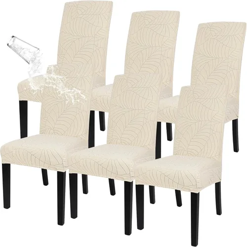 Vista 26 de SearchI Juego de 4 fundas impermeables para sillas de comedor, fundas elásticas para sillas Parsons extraíbles, lavables, fundas protectoras