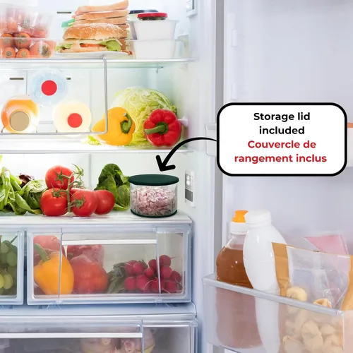 Vista 8 de Starfrit Pull Chopper - Procesador de alimentos manual multiusos - Sistema de tres cuchillas para un corte más rápido - De trozos grandes a puré