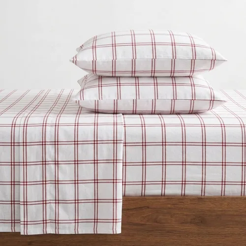 Vista 10 de Eddie Bauer - Sábanas de cama individual, juego de ropa de cama de franela de algodón con funda de almohada a juego, cepilladas para mayor suavidad