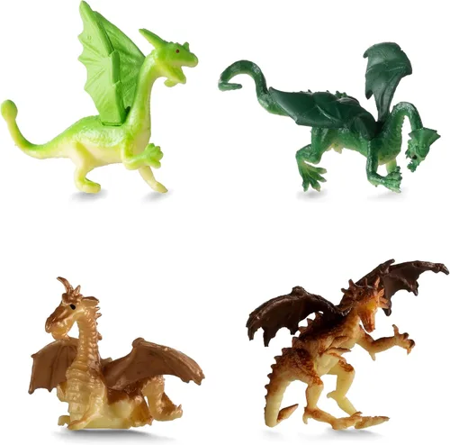 Vista 3 de Bedwina Figuras de juguete de mini dragón, paquete de 12 figuras de dragón de goma de plástico de 2 pulgadas en varios colores y estilos, juguetes