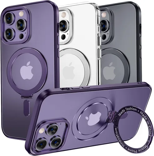 Vista 7 de MAGIC JOHN Funda magnética para iPhone 14 Pro Max [compatible con Magsafe] [con soporte mental magnético] [a prueba de golpes de grado militar] Negro