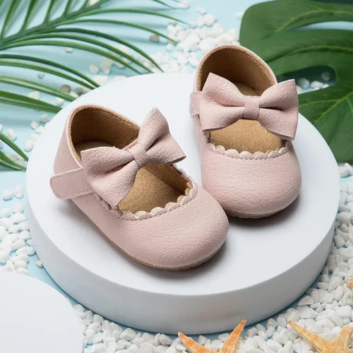 Vista 4 de HsdsBebe Zapatos planos Mary Jane para bebés y niñas, suela suave, antideslizante, con lazo, suela suave, para los primeros pasos, zapatos de vestir