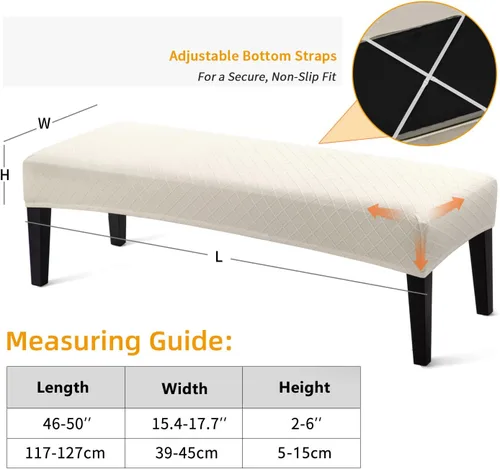 Vista 3 de YISUN Fundas de banco impermeables para comedor, funda de banco de jacquard elástica, antipolvo, extraíble, lavable, protector de asiento de silla