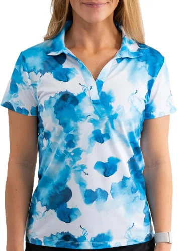 Vista 9 de YATTA GOLF Polo de golf prémium para mujer, ligero, de secado rápido, resistente a las arrugas y absorbe la humedad Aloha Sunrise