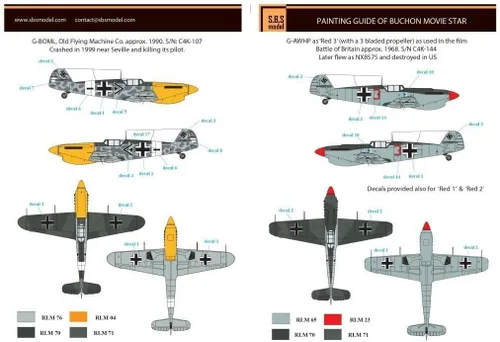 Vista 7 de SBS 48074 1/48 Hispano HA-1112 M.1L Buchon 'Movie Star - Kit de modelo de resina + calcomanía