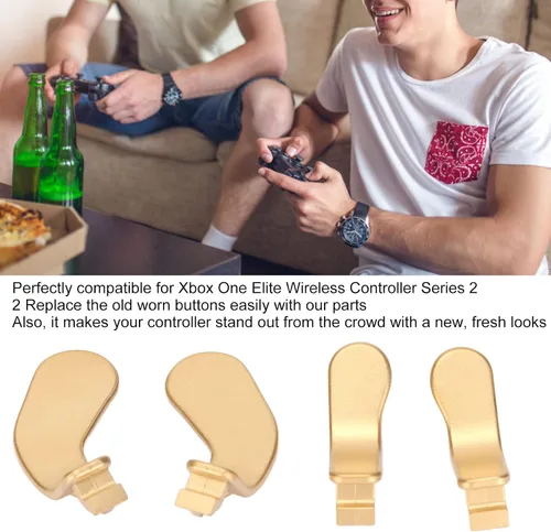 Vista 2 de Cuifati Control Paddles for One Elite Controller Series 2 Premium Stainless Steel Metal Material 4pcs Controller Paddles (Gold)