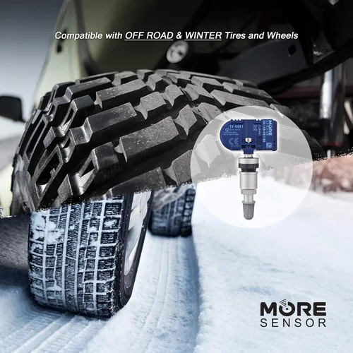 Vista 4 de MORESENSOR Compact PRO Series 315MHz TPMS Sensor de presión de neumáticos Paquete de 4 Preprogramado para modelos seleccionados de más de 35