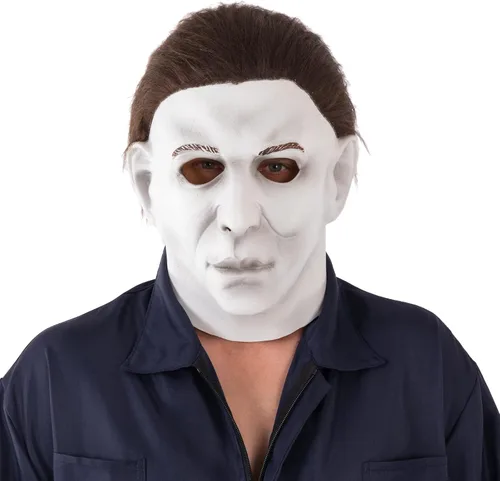 Vista 6 de nezababycos Máscara de Michael Myers de Halloween para adultos accesorios de disfraz de terror realista mata máscara para fiesta de trucos
