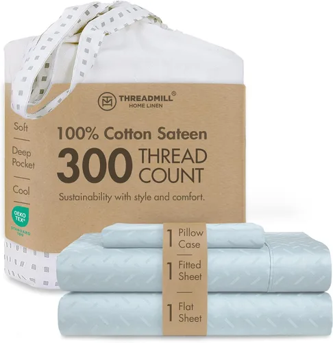 Vista 81 de Threadmill Juego de sábanas de algodón Twin Sábanas 100% algodón para cama tamaño Twin Juego de sábanas de satén jacquard damasco con bolsillo