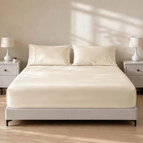 Vista 23 de Gokotta Sábana bajera ajustable y funda de almohada de rayón de bambú, sábana refrescante súper suave con 4 correas elásticas en las esquinas