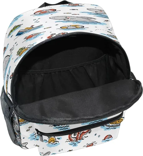 Vista 5 de ZOEO Toddlers Backpack Kids Doodle Cute Shark Animal Summer Childish Bookbag for Boys Girls 3-6 Years Children Preschool Kindergarten Cute Mini Bags