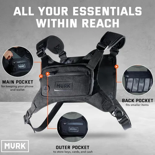 Vista 2 de MVRK Mochila de pecho resistente al agua - Chaleco para correr para entrenamientos, soporte para teléfono para correr, almacenamiento adicional