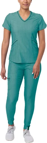 Vista 12 de Adar Pro - Conjunto de uniforme médico atlético moderno para mujer Tela elástica en 4 direcciones, resistente al olor y a las arrugas, ajuste a