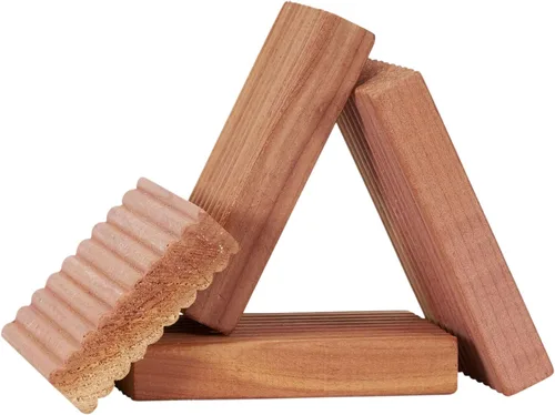 Vista 18 de Household Essentials 26140 CedarFresh - Juego de 4 perchas de madera de cedro rojo con barra fija y gancho giratorio, color marrón y rojo