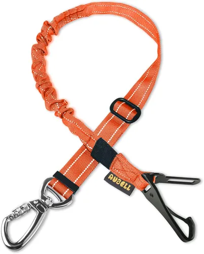 Vista 12 de AUBELL Cinturón de seguridad para perro, 3 en 1, ajustable, reflectante, resistente, arnés de perro con gancho de clip, cierre y hebilla, mosquetón