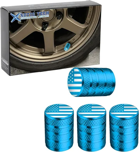 Vista 19 de x xotic tech Juego de 4 tapas de tapa de válvula de neumático con bandera estadounidense, aleación de aluminio anodizado, resistente a la corrosión