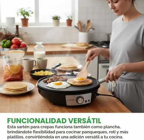 Vista 5 de nutrichef Sartén eléctrica para crepas y plancha, encimera antiadherente de 12 pulgadas, indicadores LED y control de temperatura ajustable, incluye