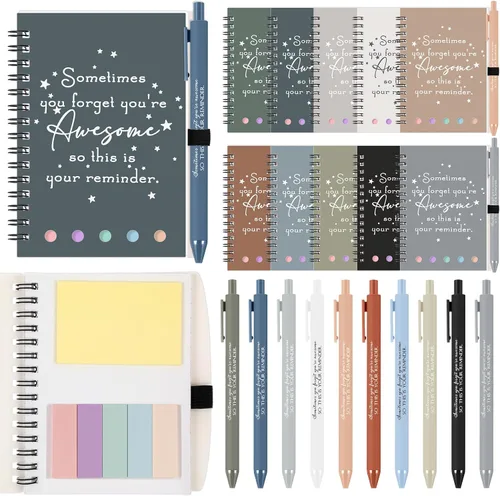 Vista 9 de Chuangdi 20 juegos de regalos de fin de año para profesores, cuaderno inspirador con bloc de notas adhesivas, bolígrafo de bambú, regalos