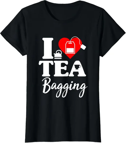 Vista 39 de Camiseta con texto en inglés "I Love Tea Bagging", divertida camiseta para bebedores de té, Negro