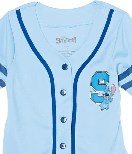 Vista 3 de Disney Camiseta de béisbol Lilo & Stitch, Angel Baseball para niñas de Disney, camisa clásica de malla con botones Azul claro