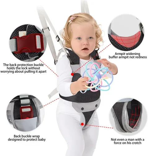 Vista 5 de Arnés para caminar para bebé, arnés de mano para niños pequeños, ayudante ajustable para caminar, cinturón para aprender a caminar