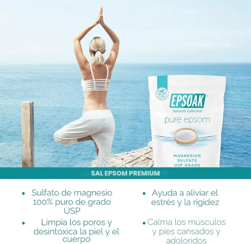 Vista 2 de Sales de Epsom para baño, spa, ducha y pies de Epsoak, Blanco
