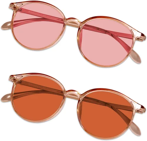 Vista 6 de BRADDELL FL-41 FL-60 - Gafas de sensibilidad a la luz de migraña para interiores y exteriores, color marrón Champán transparente