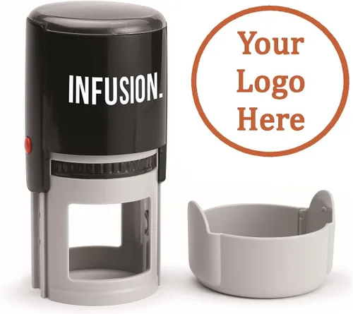 Vista 15 de Infusion Sello de goma autoentintado redondo con logotipo personalizado (2 pulgadas de diámetro), negro