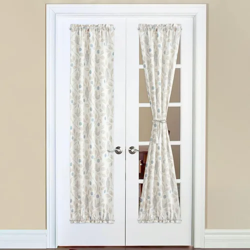 Vista 18 de VOGOL - Cortina decorativa con patrón de pájaros para puerta delantera, cortinas francesas de cocina con reducción de vista, 1 panel de lino