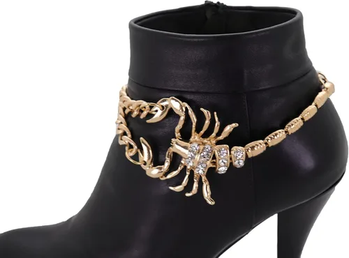 Vista 9 de Joyería de moda occidental para mujer, cadena de metal dorado, tobillera con dije de escorpión elegante, Plata