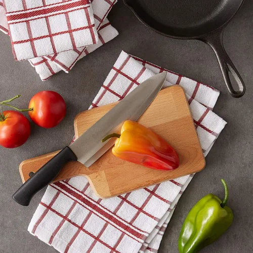 Vista 6 de DII Basic Terry Collection - Juego de paños de cocina con ventana, 16 x 26 pulgadas, rojo granero, 4