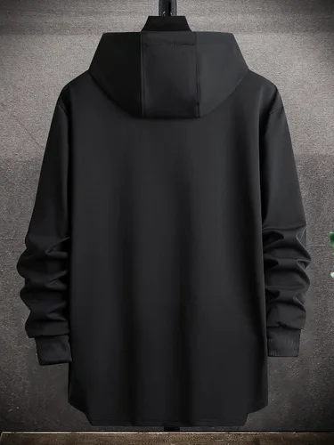Vista 2 de MakeMeChic Sudadera con capucha y dobladillo asimétrico para hombre