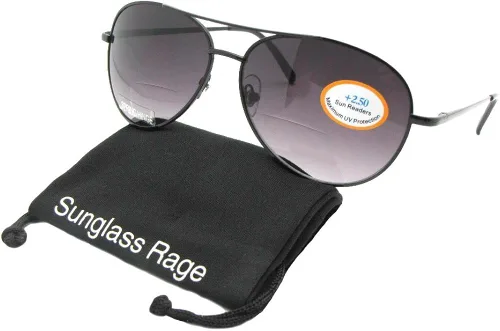 Vista 2 de Estilo B15tamaño mediano lupa Bifocal Aviator anteojos de sol con anteojos de sol bolsa de Rage