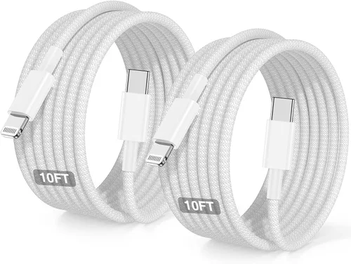 Vista 10 de Paquete de 2 cables USB C a Lightning de 6/10 pies [certificado Apple MFi], cable USB tipo C a Lightning, cable de carga rápida USBC para iPhone